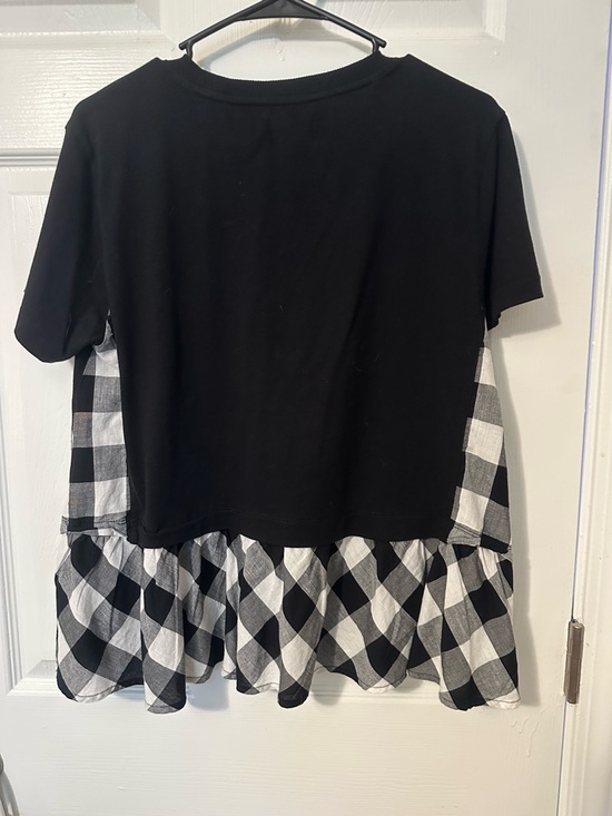 Maeve Peplum Hem Gingham Tee